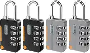 New Version AMIR 4 Pack Combination Padlock, 4 Digit Locker Lock Weatherproof Padlock Outdoor Combination Lock for School, Gym or Sports Locker, Fence, Toolbox, Box, Hasp Storage