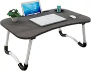 Leona Co Foldable Lap Desk, Folding Laptop Table for Bed, Couch, Sofa, Floor, Portable Tray Desk Notebook Stand with Cup Holder for Working, Eating, Reading, Writing (Black)