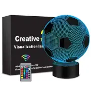Soccer 3D Night Light, Soccer Illusion Lamp with Remote Control 16 Colors Cha...