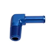 Aeroflow Male NPT To Barb 90 Degree Adapter Fitting 3/8" To 1/2" Blue