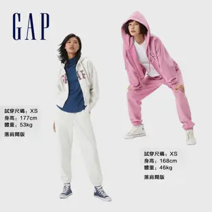 Gap 女裝 Logo刷毛連帽外套 碳素軟磨系列-多色可選(445808)