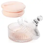 2 Pcs Extra Large Body Powder Puff with 6 Inch Glass Jar Powder Container