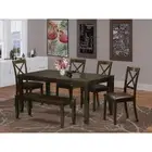 6 PC Dining Table with bench-Kitchen Tables Plus 4 Dining Chairs ...