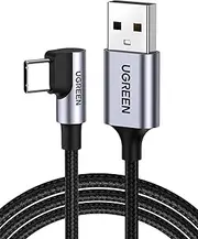 UGREEN USB A to USB C Cable Right Angle 90 Degree Fast Charger L Shape Cord Compatible with iPhone 16 Pro Max/15, Galaxy S24 S23 S22 S21, LG V50, iPad Mini 6 Air 4, GP Hero 8, Switch, 2M