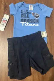 Infant Boys Outfit Tennessee Titans One Piece Carters Cargo Shorts New 3-6 Mths