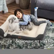 Dog Bed, Orthopedic Dog Sofa Bed with Premium Memory Foam, Waterproof Liner