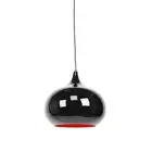 Kirby Inverted Bowl Metal Cord Drop Pendant Light Lamp - Black & Luminous Red In