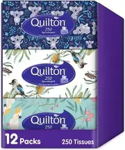 Quilton 2 Ply Facial Tissues Hypo-allergenic (12 boxes of 250 Tissues)