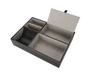 5 Compartments Multi Functional Pu Leather Storage Box Office Desktop Organizer Case