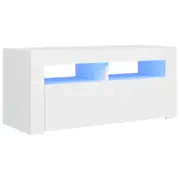 vidaXL TV Cabinet with LED Lights White 90x35x40 cm Hifi Storage Stand Rack
