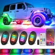 4 Pods RGB+IC LED Rock Lights for ATV Golf Cart UTV Trucks Car SUV RZR SXS, S...