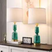 Touch Table Lamp Set of 2, Glass Table Lamps with Brass Gold Base Touch Contr...