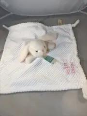 Way To Celebrate My First Easter Pink White Baby Bunny Security Blanket Lovey