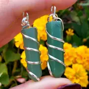 Aventurine natural spiral wrapped Crystal Healing Gemstone point pendant - 1pc