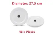 48 x 28 cm Round Melamine White Dinner Plate Plates Birthday Wedding Party Cafe Pub