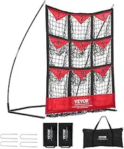 VEVOR 9 Hole Baseball Pitching Net,Softball Baseball Training Equipment for Hitting Pitching Practice, Portable Quick Assembly Trainer Aid with Carry Bag, Strike Zone, Ground Stakes, for Youth Adults