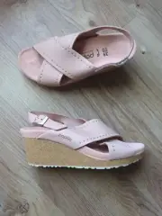 Papillio Birkenstock Samira Rivet Rose Platform Wedge Sandals Womens 8-8.5 EU 39