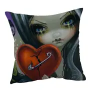 Faces of Faery #230 Goth Girl Fixing a Broken Heart Cushion Cover