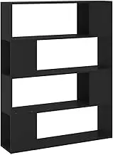 Bookcase Room Divider - Engineered Wood Book Cabinet for Living Room, Bedroom & Office, Black Standing Shelf (100x24x124 cm) - Space-Saving & Stylish Storage Solution
