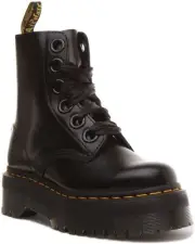 Dr Martens Molly 6 Eye Bold Lace Platform Sole Womens Boots In Black UK 3 - 8