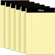 Alitte Yellow Legal Notepads 5x8, Pack of 6 - Perforated Narrow Ruled Writing Pad - Premium Thick Paper, No Ink Bleeding - Blank Legal Pads For Home, Office, School, Business - 50 Sheets Per Notebook