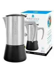 Milano Steel Espresso 6 Cup Brushed Stainless Steel Stovetop Espresso Maker Moka