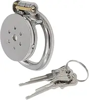 Flat Chastity Cage Metal Male Chastity Device Dark Lock Design Steel Cage for Men BDSM Bondage Cage Sex Toys for Couples (45mm/1.77in)