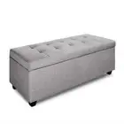 Storage Ottoman Blanket Box 97cm Linen Light Grey Artiss