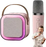 Karaoke Machine,Small Wireless Speaker Microphone - Portable Professional Karaoke System for Adults Kids Camping