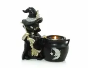 YANKEE CANDLE Sophia The Cat Witch Cauldron Votive Tealight Holder, New