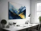 Dynamic Blue and Gold Mountain Ranges Wall Art Canvas Unframed Print Art