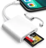 SD Card Reader for Iphone Ipad, Dual Slot Microsd/Sd, Lightning & USB-C