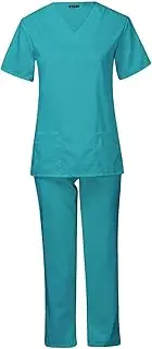 [Dickly] Women Scrub Uniform Set V Neck and Jogger Pants for Beauty Salon