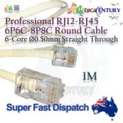 Professional RJ12 6P6C to RJ45 8P8C Copper Cable ⌀0.5mm Reinforced Round -NBN 1m