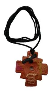 Unisex Necklace Handmade in Chakana Inca Ceramic Andean Culture