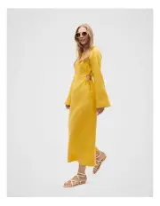 [Seed Heritage] Linen Tie Side Midi Dress in Sundaze