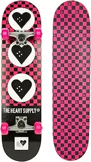 [The Heart Supply] Complete Skateboard Team Checkerboard 31.35" x 8.0" 7-Ply Maple Blend Construction Full concave, 54mm Wheels, Max Weight 220lbs