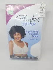 Playtex 18 Hour Supportive Flexible Back, Front Close, Size: 44C, Color: White
