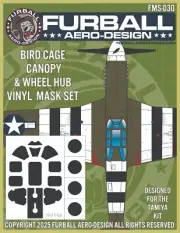 1/48 Furball P-51B Vinyl Canopy & Wheel Hub Mask set for the Tamiya Kit