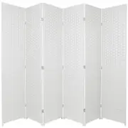 Woven Room Divider Screen White 6 Panel