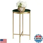 danpinera Gold Side Table, Small Round Metal Folding Accent Table Nightstand