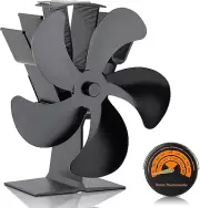 Heat Powered Stove Fan, 5 Blades Silent Operation for Wood/Log Burner/Fireplace