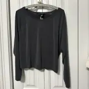 Victoria's Secret On Point Top Large Gray Long Sleeve NEW Open Back