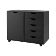 Costway 5-Drawer Mobile Filing Cabinet Storage Cabinet w/Door & Shelf - Black