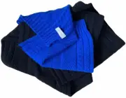 PAUL SMITH 100% LAMBSWOOL BLACK / BLUE SCARF MADE IN SCOTLAND BNWT RARE