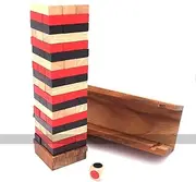 Rombol Tri-Coloured Wobble Tower in Wooden Storage Box with Dice