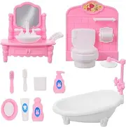 Miniature Dollhouse Bathroom Accessory Set Furniture: 1:12 Bathtub Toilet Sink Toiletries Decorative Dollhouse Doll Furniture