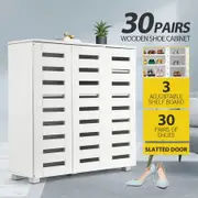 4 Tier Wooden Shoe Storage Cabinet Shoe Rack Shelf Organiser for 30 Pairs Shoes White