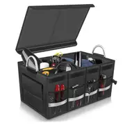 Large Car Boot Organiser Partition Collapsible Storage Box Trunk Bag With Pocket