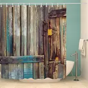 Catzon Vintage Wooden Printed Shower Curtains Bathroom Decor Accessory-4
